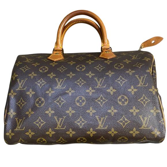 Louis Vuitton Speedy 30 Handbag LV Monogram Canvas Brown Tan Vintage Designer - Picture 3 of 16